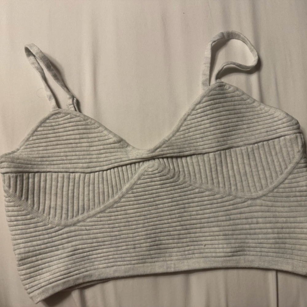 Aerie Ribbed Gray Crop Top - Picture 2 of 2